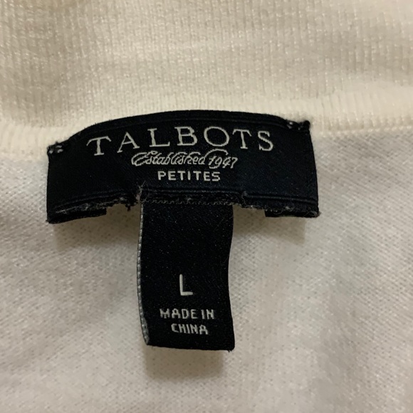 Talbots Petites Off White 3/4” Sleeve Top Size Large Petite - Picture 8 of 8